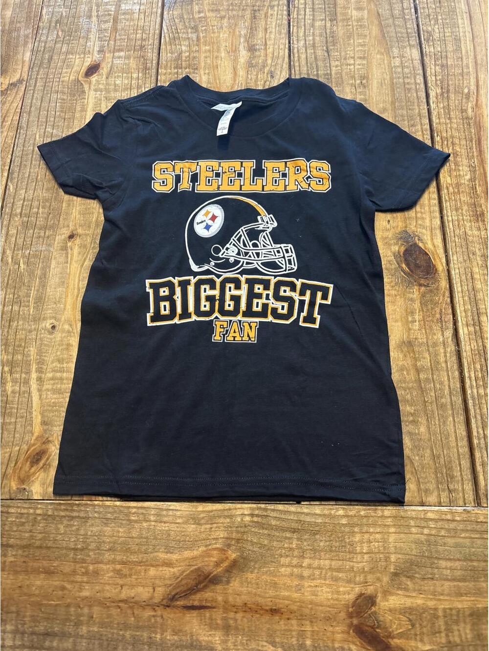 Bella Canvas Kids Steelers Football Fan Black Shirt Size 6 8 Kids Boys girls